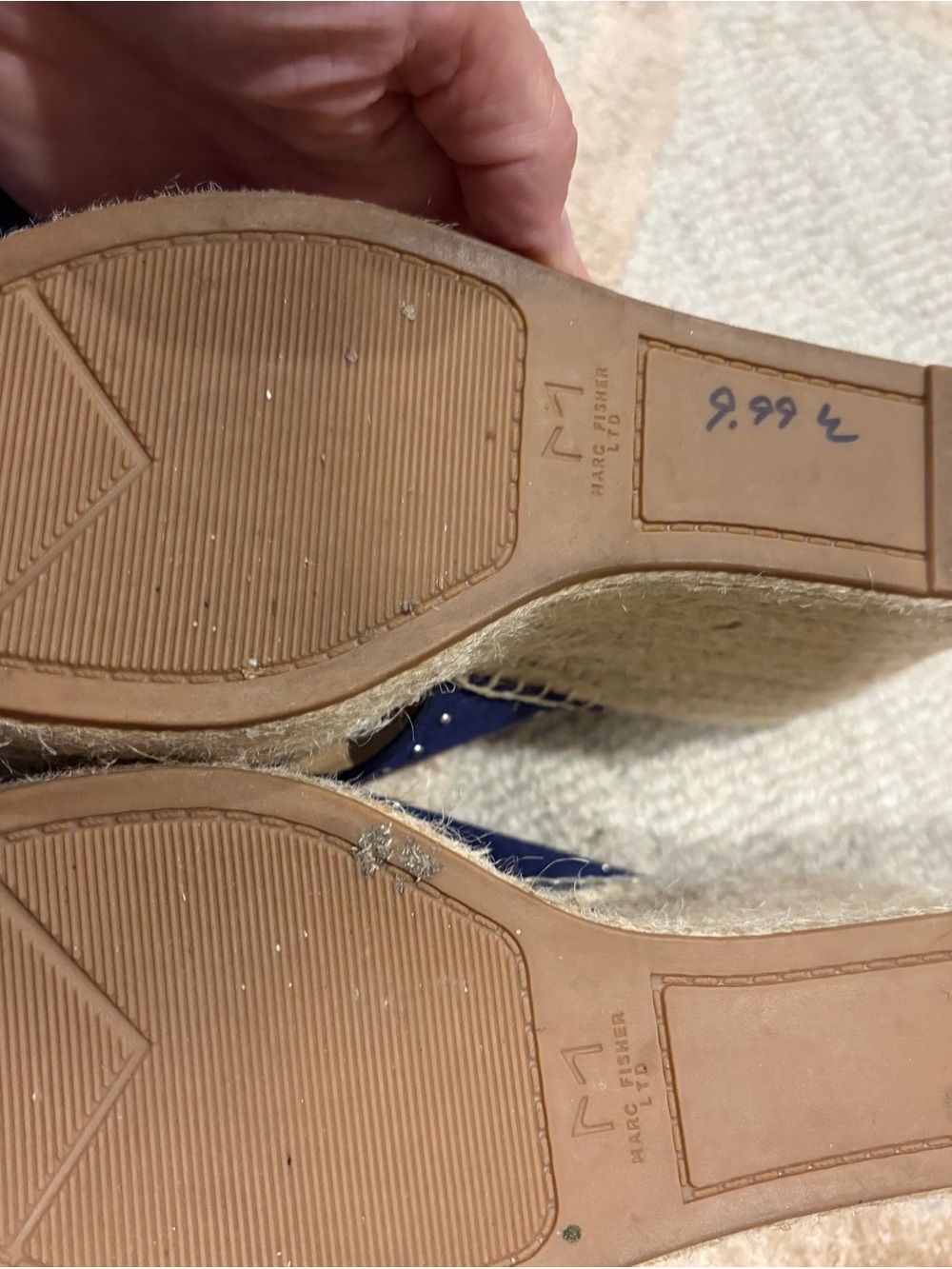 Marc Fisher Navy Studded Crisscross Espadrille Wedges - Picture 5 of 6
